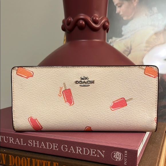 Coach Slim Cream Wallet with Pink and Orange Popsicle Design - Picture 1 of 10